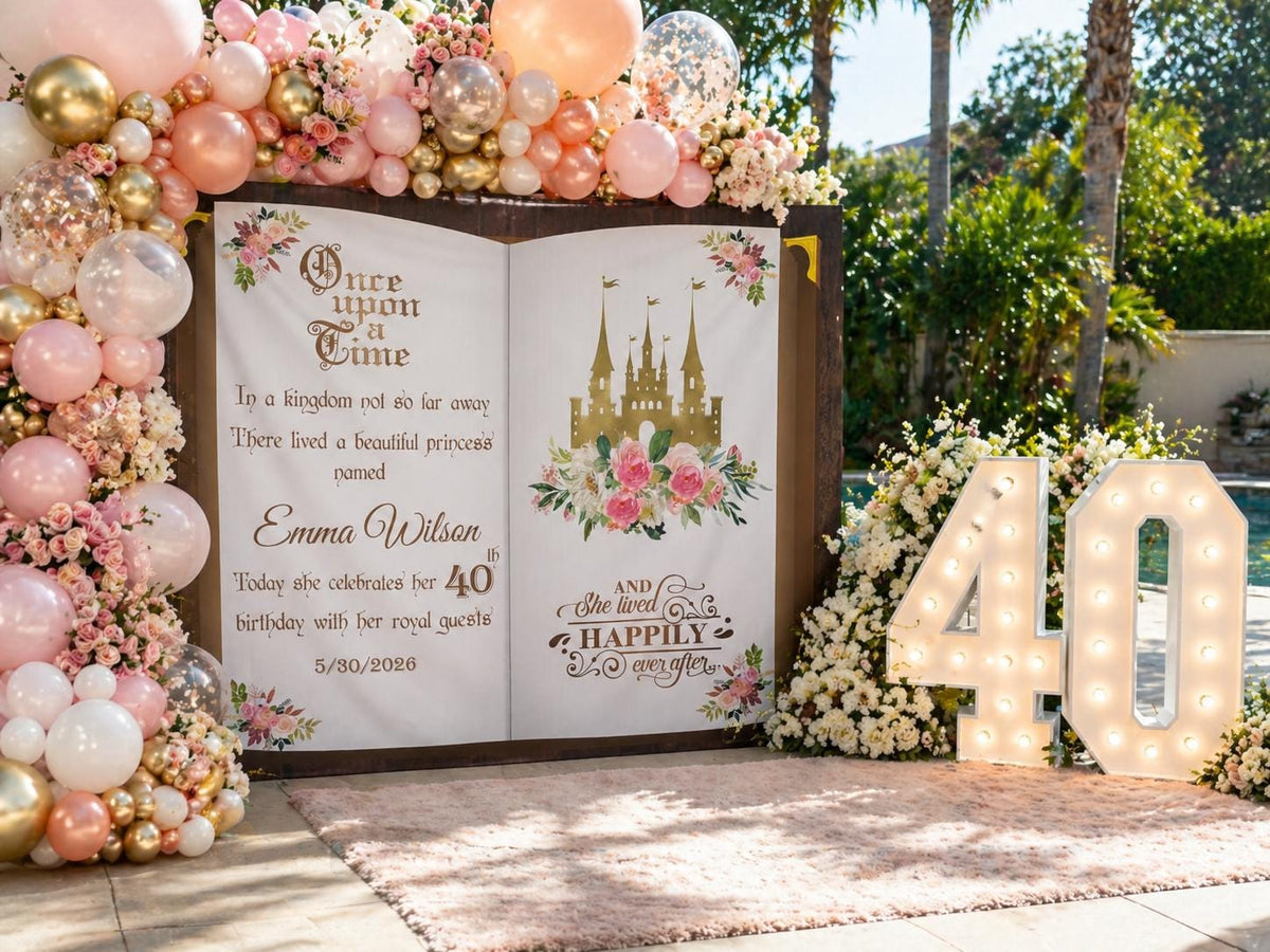 Custom Princess Birthday Backdrop, Fairytale Ladies Party Decor
