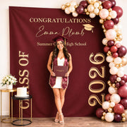 Custom Maroon Graduation Backdrop