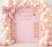 Blush Pink Graduation Backdrop, Personalized Graduation Backdrop, Class of 2026 Girls Party Decor