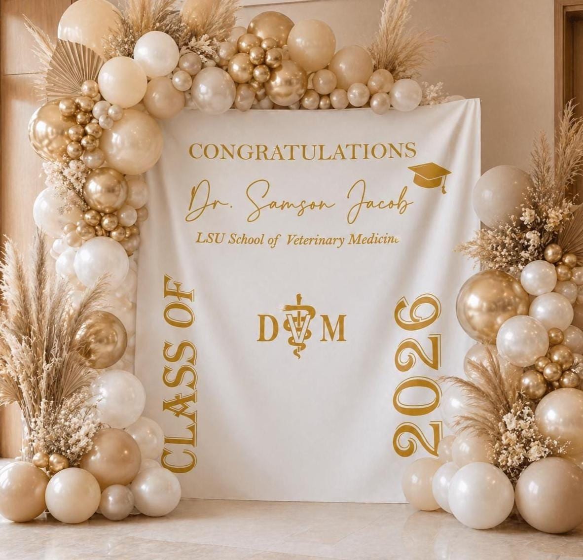 Personalized Veterinary Graduation Backdrop