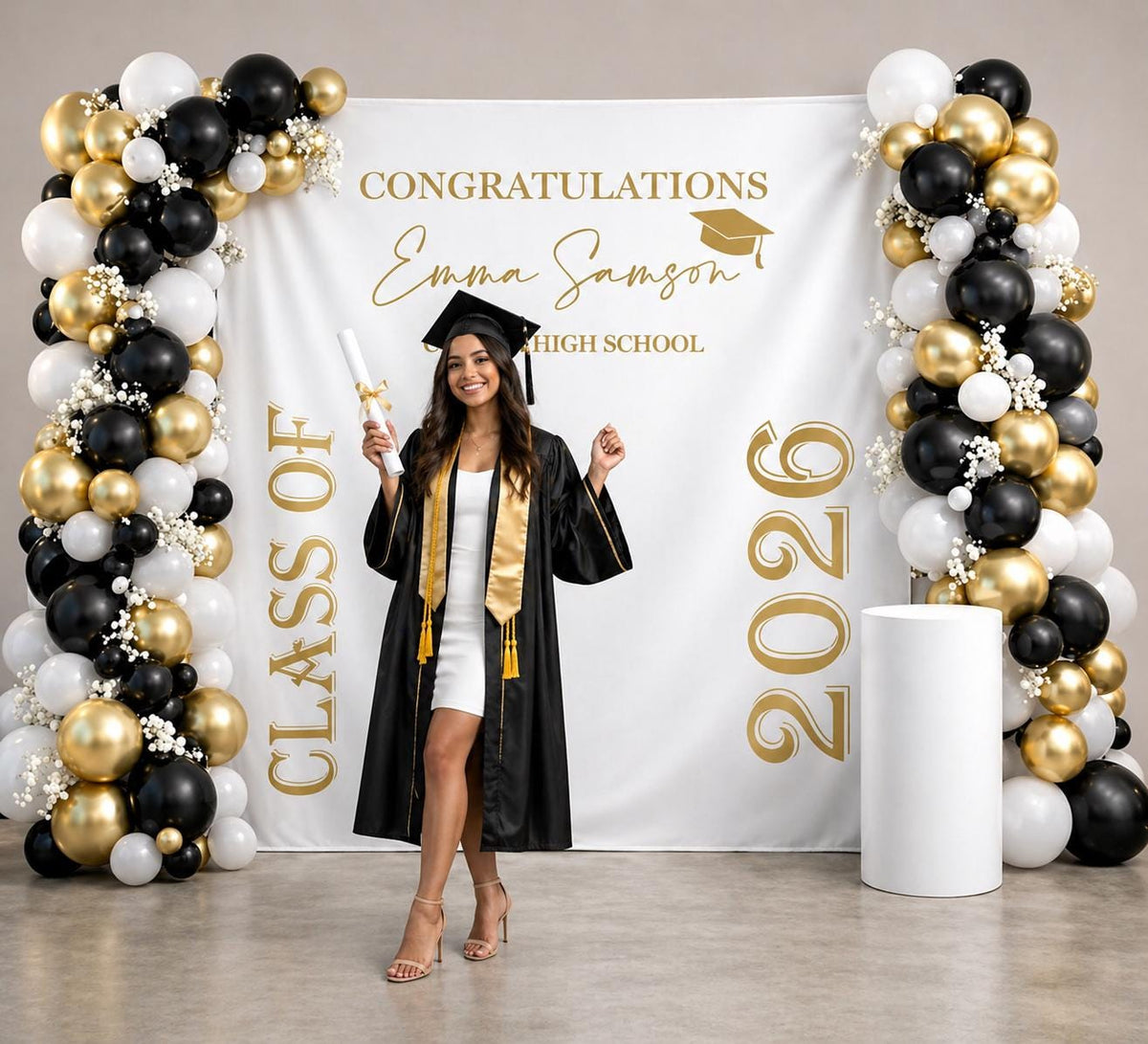 Custom Graduation Banner Class of 2026, Photo Booth Backdrop, Personalized High School Grad Party Decor Ideas