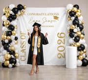 Custom Graduation Banner Class of 2026, Photo Booth Backdrop, Personalized High School Grad Party Decor Ideas