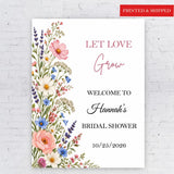 Personalised Wildflower Bridal Shower Sign Custom Hen Party Foamboard Let Love Grow Bride to Be Decor