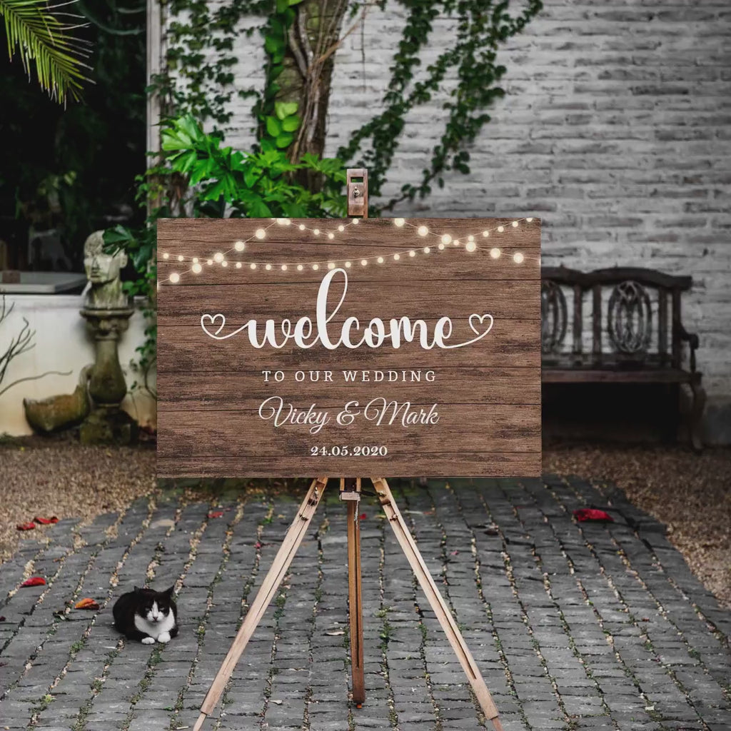 Engagement Sign Rustic Wood Welcome Foam Board Wedding Signage Decor Printed Welcome to our Engagement Personalized Poster Country Wedding