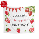 Berry First Strawberry Birthday Backdrop - iJay Backdrops