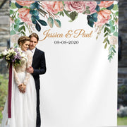 Blush Greenery Wedding Photo Backdrop - iJay Backdrops