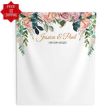 Blush Greenery Wedding Photo Backdrop - iJay Backdrops