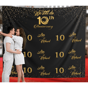 Black and Gold Anniversary Backdrop - iJay Backdrops