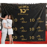 Black and Gold Anniversary Backdrop - iJay Backdrops
