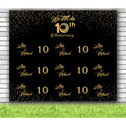 Black and Gold Anniversary Backdrop - iJay Backdrops