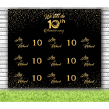 Black and Gold Anniversary Backdrop - iJay Backdrops
