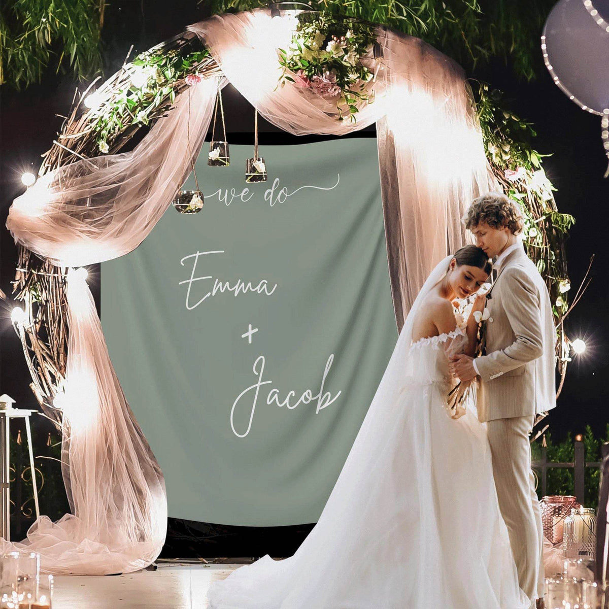Minimalist Sage Green Wedding Backdrop - iJay Backdrops
