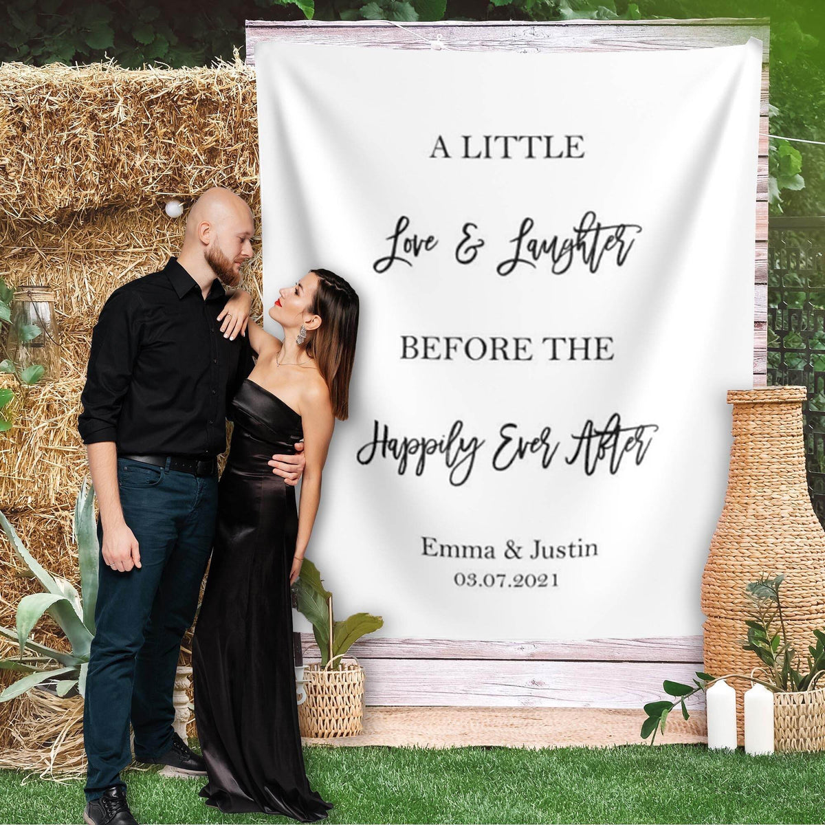Love Laughter Before the Happily Ever After Backdrop - iJay Backdrops