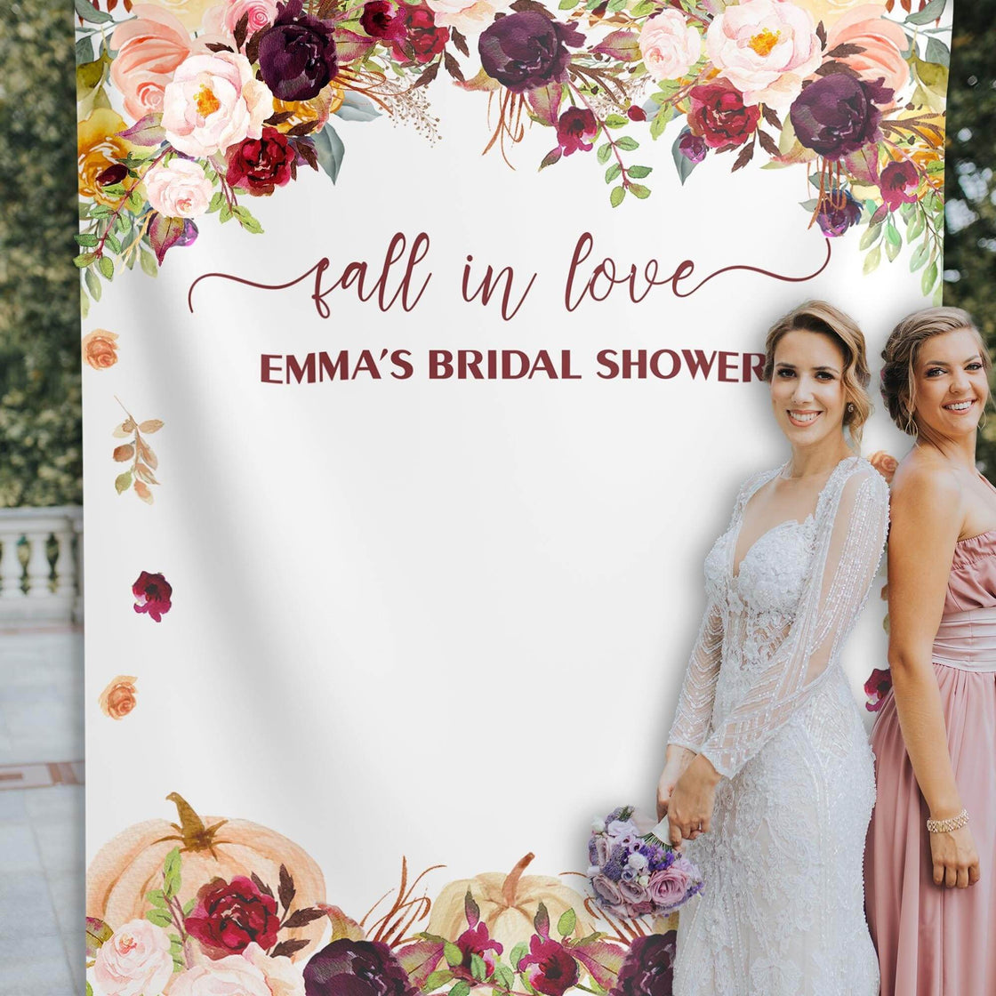 Burgundy Roses Fall Bridal Shower Backdrop - iJay Backdrops