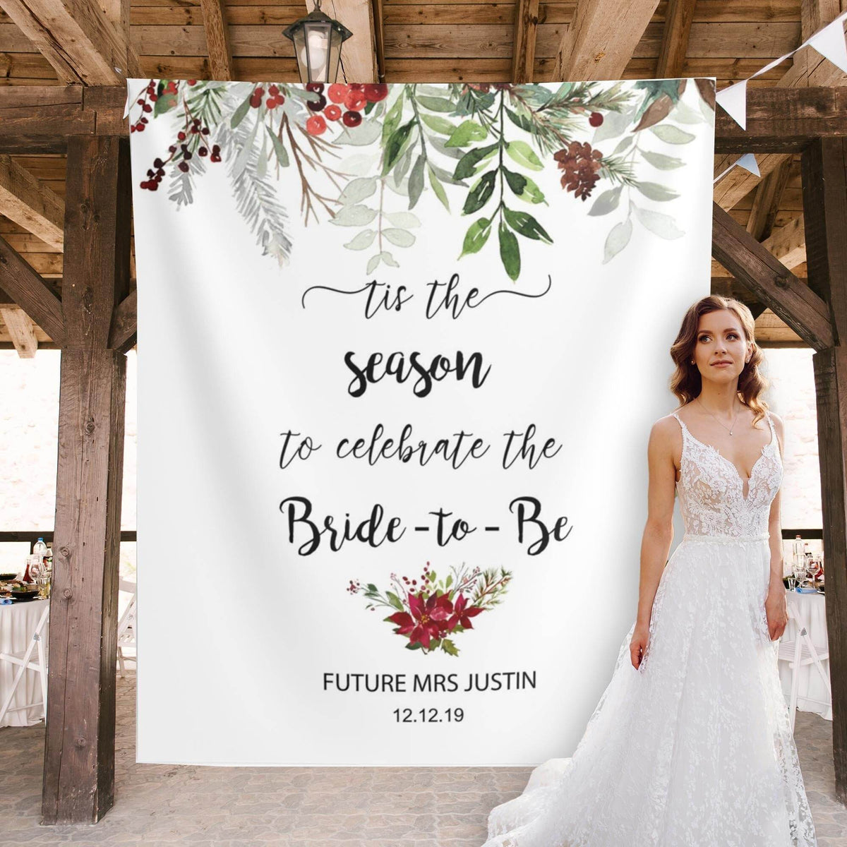 Tis The Season Bridal Shower Backdrop - iJay Backdrops