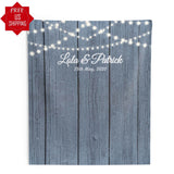 Rustic Gray Wedding Backdrop With Lights - iJay Backdrops