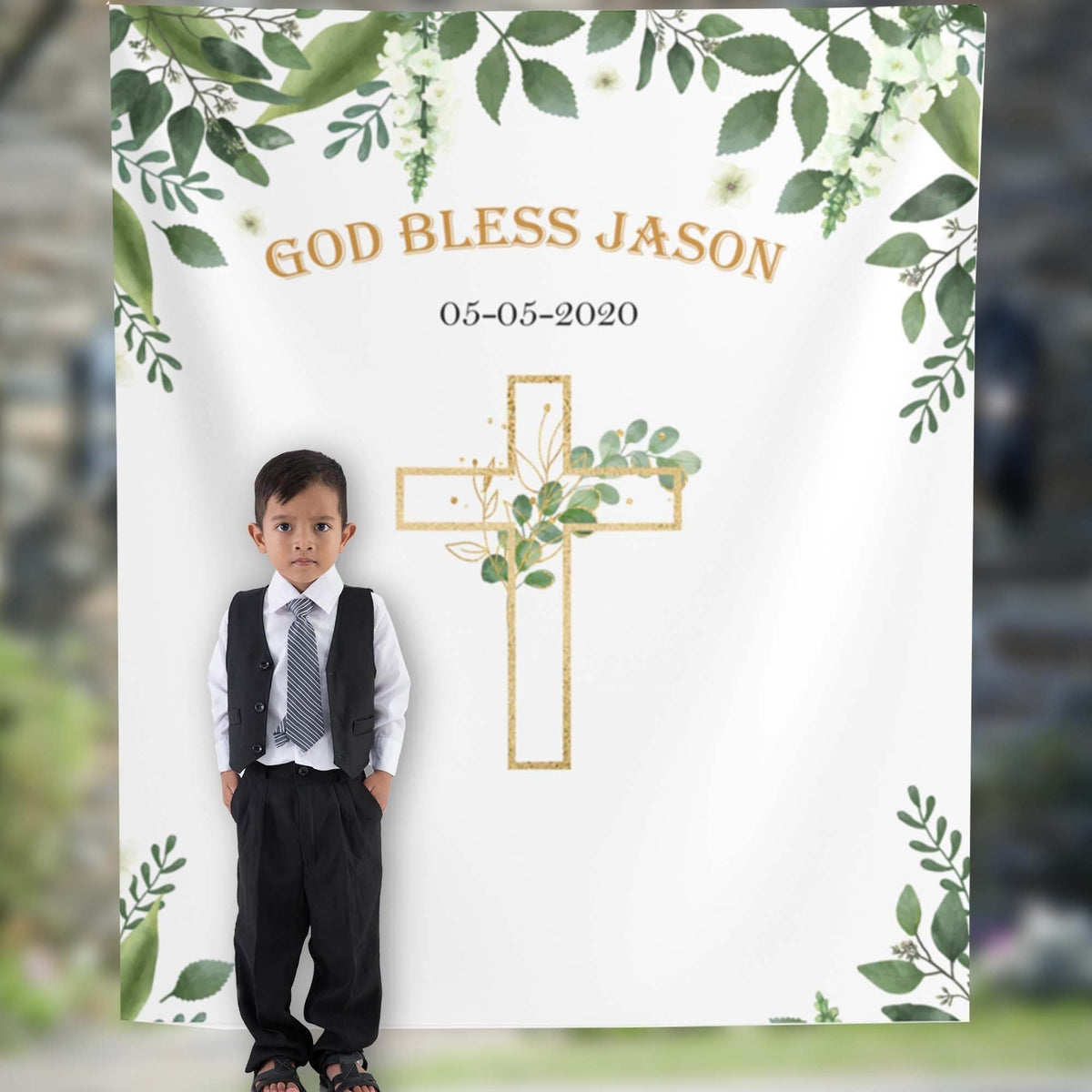 Greenery Baptism Backdrop - iJay Backdrops