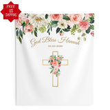 Pink Floral Girl Baptism Backdrop - iJay Backdrops