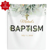 Greenery Christening Backdrop - iJay Backdrops