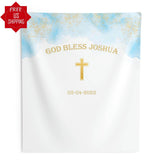 Blue Christening Backdrop, Boy Baptism Backdrop - iJay Backdrops