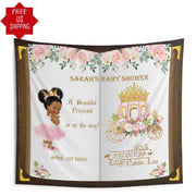 Princess Carriage Baby Shower Backdrop, Little Princess on the way Banner, Tiara Crown Baby Shower Photo Booth Backdrop, Once Upon a TIme - iJay Backdrops