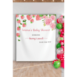 Strawberry Baby Shower Backdrop Pink Berry Sweet Baby Shower Banner Berry Sweet Baby on the Way Summer Fruit Girl Baby Shower Decoration - iJay Backdrops