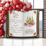 Red Roses Birthday Decor Once Upon a Time Birthday Backdrop Princess Party Banner Royal Castle Fairytale Background Derby Happy Birthday