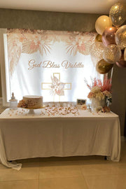 Boho Baptism Holy Communion Pampas Backdrop - iJay Backdrops