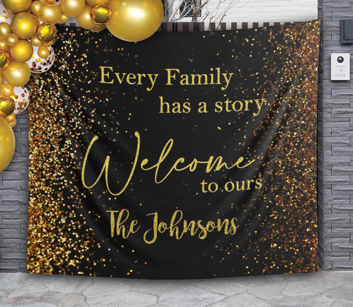Black and Gold Family Reunion Backdrop - iJay Backdrops