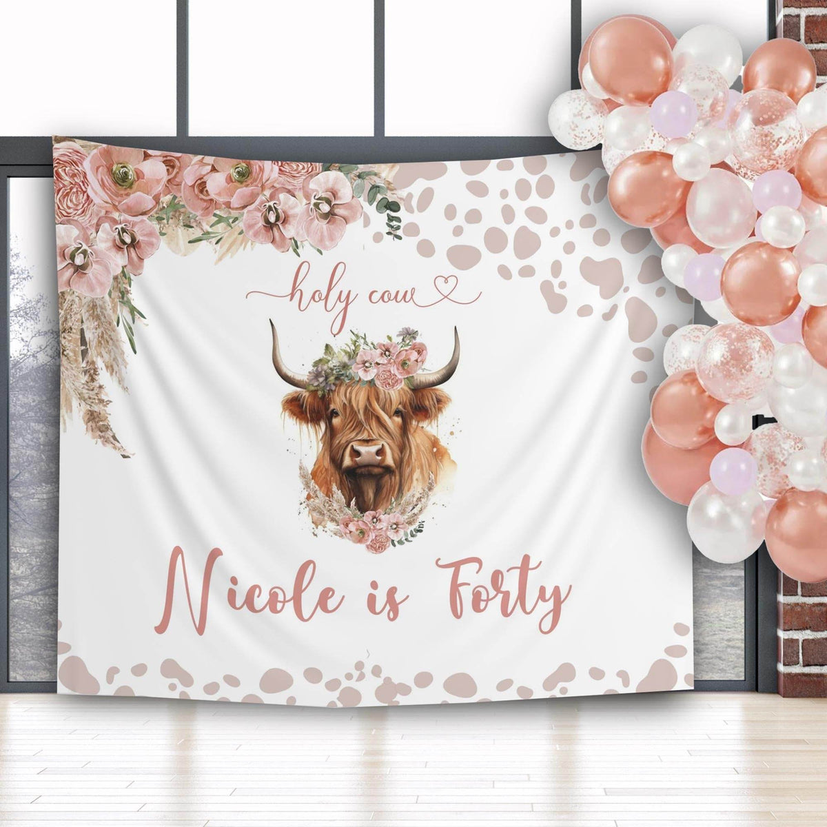Boho Cow Birthday Backdrop - iJay Backdrops