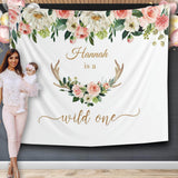 Floral Deer Antlers First Birthday Backdrop - iJay Backdrops