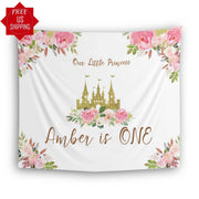 Princess Birthday Backdrop, Magical Day Princess Castle Party Banner, Fairy Kingdom Background, Little Princess Birthday, Pink Floral Decor - iJay Backdrops