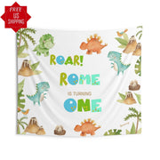 Girl Dino Colorful Birthday Backdrop - iJay Backdrops