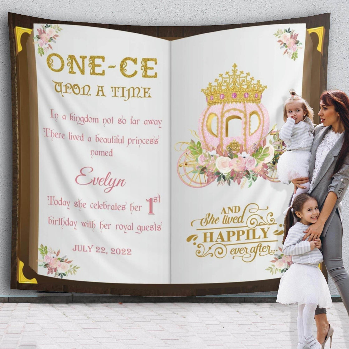 One-ce upon a time First Birthday Princess Backdrop - iJay Backdrops