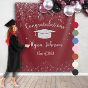 Red Silver Graduation Party Backdrop - iJay Backdrops