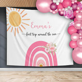 Pink Rainbow First Trip Sun Birthday Backdrop - iJay Backdrops