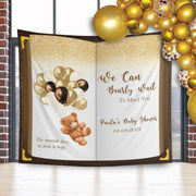 Gold Bear Balloons Baby Shower Book Backdrop - iJay Backdrops