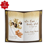 Gold Bear Balloons Baby Shower Book Backdrop - iJay Backdrops