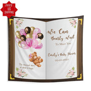 Gold Bear Balloons Baby Shower Book Backdrop - iJay Backdrops