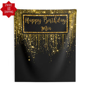 Custom Black and Gold Glitter Sparkle Backdrop - iJay Backdrops