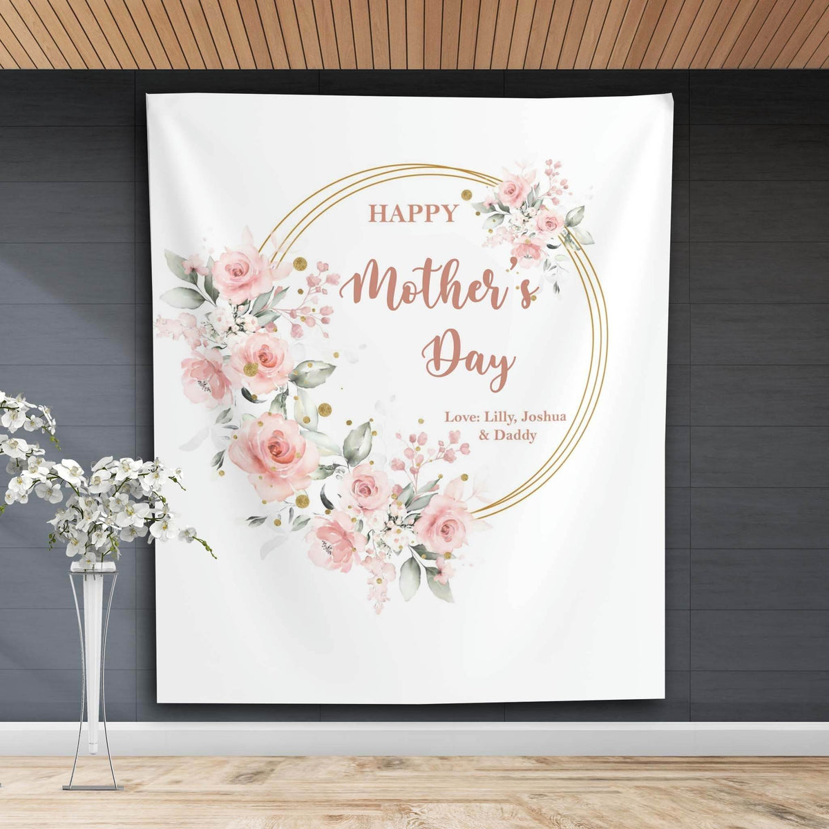 Custom Mother's Day Pink Floral Backdrop - iJay Backdrops