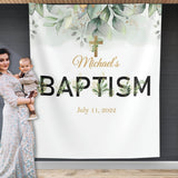 Greenery Eucalyptus Leaves Baptism Backdrop - iJay Backdrops