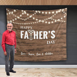 Rustic Happy Father's Day Backdrop Love Dad Decoration Family Festival Church PhotoBooth Banner Gold Glitter Thank You Daddy Decoration