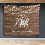 Rustic Happy Father's Day Backdrop Love Dad Decoration Family Festival Church PhotoBooth Banner Gold Glitter Thank You Daddy Decoration - iJay Backdrops
