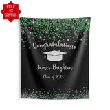 Green Silver Graduation Party Backdrop - iJay Backdrops