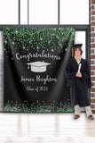 Green Silver Graduation Party Backdrop - iJay Backdrops