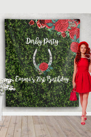 Custom Derby Kentucky Red Floral Party Backdrop - iJay Backdrops