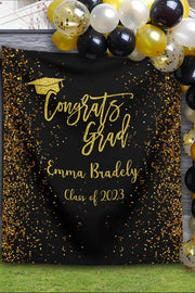 Congrats Grad, Graduation Party Hat Backdrop - iJay Backdrops