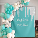 Custom Teal and Silver Glitter Party Backdrop