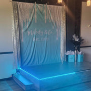 Custom Teal and Silver Glitter Party Backdrop - iJay Backdrops